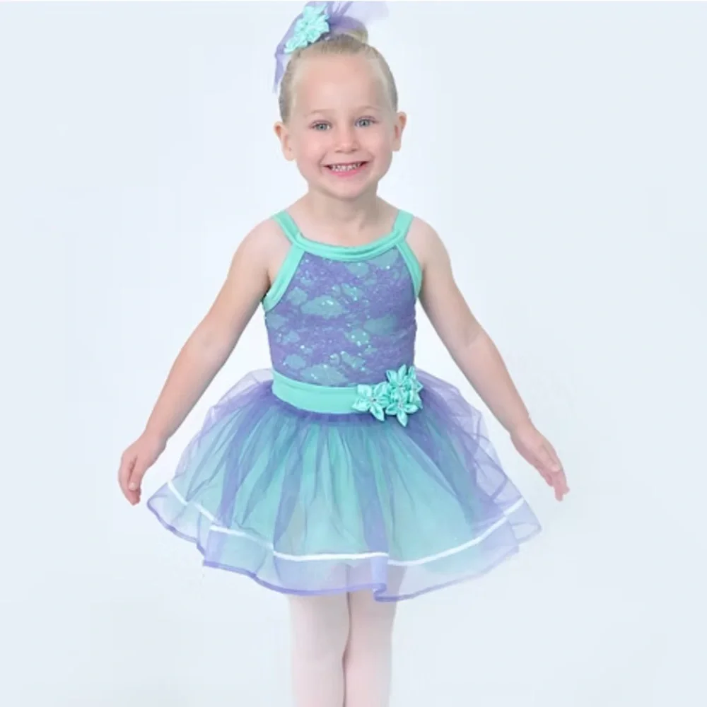 Weissman Purple and Blue Kids Dance Dress Costume XS